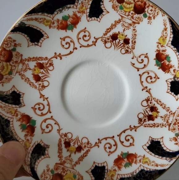 Myott Sons & Co Tea Cup and Saucer The Regal Rare Estate Vintage Detailed Orange - Picture 4 of 8